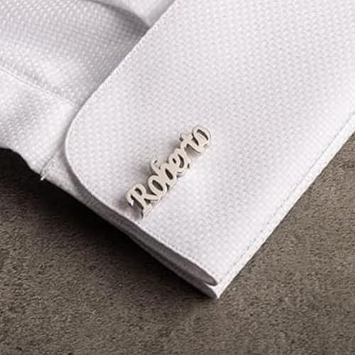 Image of Personalized Full Name Cufflinks for Men and Women | Custom Engraved Name Cuff Links | Groom Wedding Jewelry | Unique Personalized Gift for Him and Her