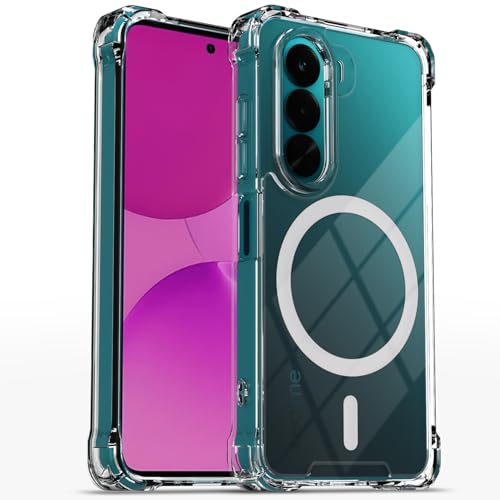 Image of Amazon Basics Back Cover for Realme P4x 5G Mag-Safe Shockproof PC + TPU Protective Case Magnetic Support Bumper Case (Transparent Mag-Safe)