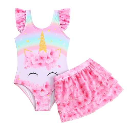 Toddler Girl Swimsuit With Skirt Cover Up Bathing Suit For Kids Girl One Piece Swimsuit Beach Outfit