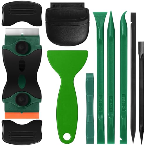 Image of Tallew 9 Pcs Plastic Scraper Set Paint Tool Non Scratch Putty, Green