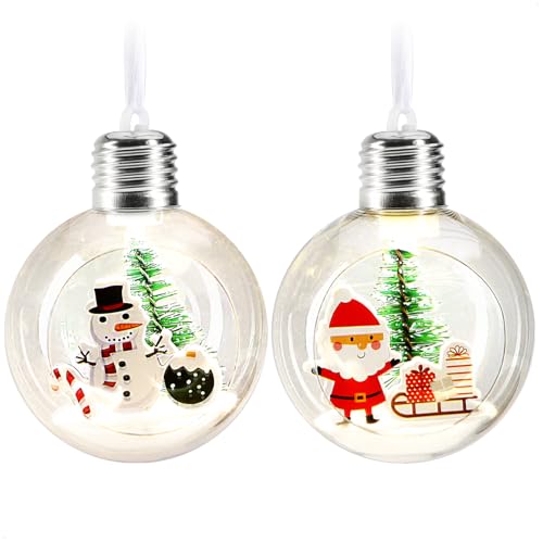 com-four® 2x Palline di Natale LED da Appendere - Sfere Luminose - Eleganti Addobbi - Decorazioni LED per Albero - Decorazione Natalizia per Albero e Finestra