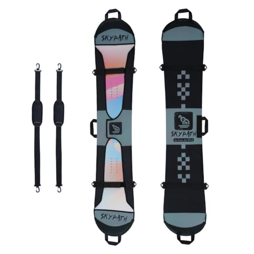 SkyPath Snowboard Cover Sleeve Case with Rubber Bumpers Adjustable Soft Cover with Detachable Double Shoulder Straps
