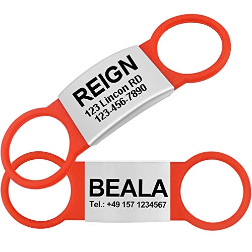 TagME 2er Pack Hundemarke/Hundemarke mit Gravur für Hunde und Katzen für Kleine und Mittelgroße Hunderassen, Personalisierbar, Rot, S