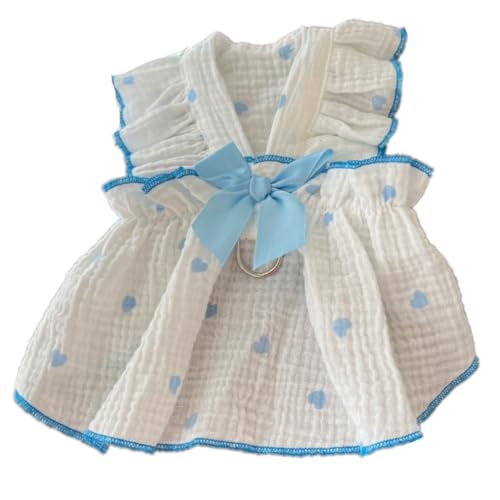 ICOUCHI ペット服 可愛い ドレス 犬服 ワンピース 春夏 スカート ドッグウェア 蝶結び 袖なし お姫様 洋服 小型犬 中型犬 人気 ファッション コスチューム ワンちゃん 猫服 お散歩 お出掛け (2XL,ブルー)