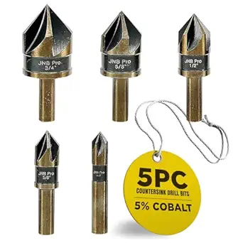 JNB Pro 5PC Countersink Bits for Metal - Sizes 1/4