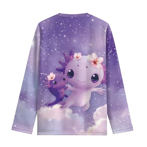 Image of Girls Cartoon Print Long Sleeve Graphic Tee Casual Crew Neck T-Shirts for 3-16 Years Little Girls