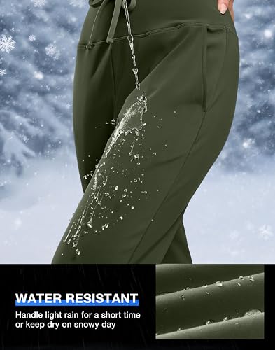 Image of G Gradual Women's Fleece Lined Joggers with Zipper Pocket Water Resistant Running Hiking Pants Winter Warm Thermal Sweatpants