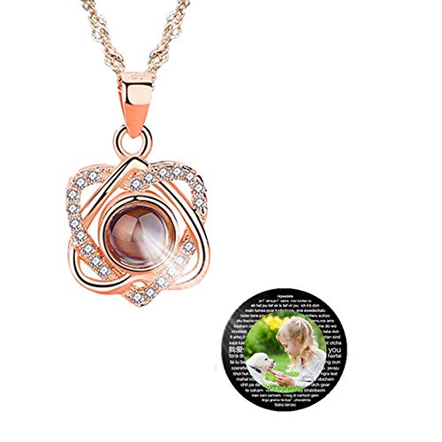 Personalized Photo Or Text I Love You Heart Necklace 100 Languages Gift Set | Nano Jewelry Projection Heart Necklace | Romantic Gifts for Her