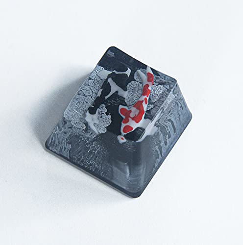 Gaming Keycaps for Cherry MX Swtiches(OEM R4) Hand Made Resin Key capsâ€¦ (Black Koiï¼ˆR4ï¼‰)