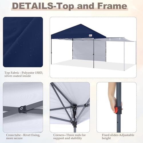 Image of MASTERCANOPY 10x10 Pop Up Canopy Tent with 2 Shelters，230 Sq ft Navy Blue