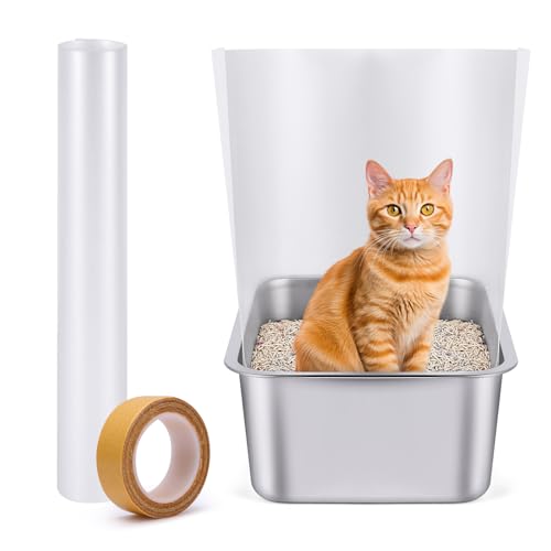 Cat Litter Box Pee Shields One-Piece Seamless Cuttable 70.8 x 15.8 Oversized Panel Transparent Easy to Clean 16.4ft Super Tape (1PC) Roll It The Opposite Way Before Use