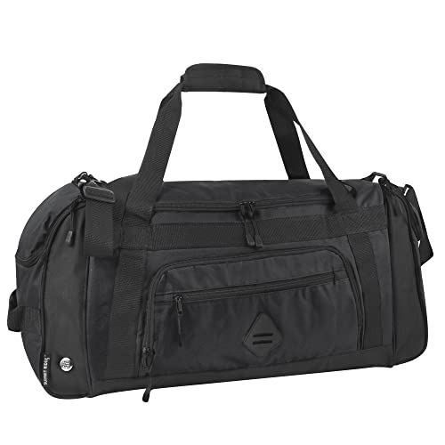 Large Travel Duffle Bag With Shoe Compartment, Shoulder Strap For Gym, Men, Women With Wet Pocket, 24 Inch, 50 Liter (Black) #TOP4