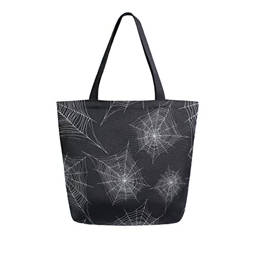 ZZXXB Spider Web Reusable Grocery Shopping Bag Heavy Duty Canvas Tote Bag Large Collapsible Washable Handbag Shoulder for Women