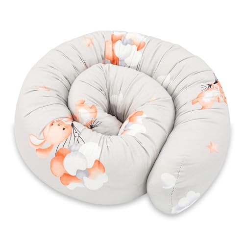 Totsy Baby Oreiller Corps Dormeur Latéral 150 cm Coton Oeko-Tex Long Coussin Ergonomique Respirant Lavable de Couchage Soutien Cou Confort Lapins