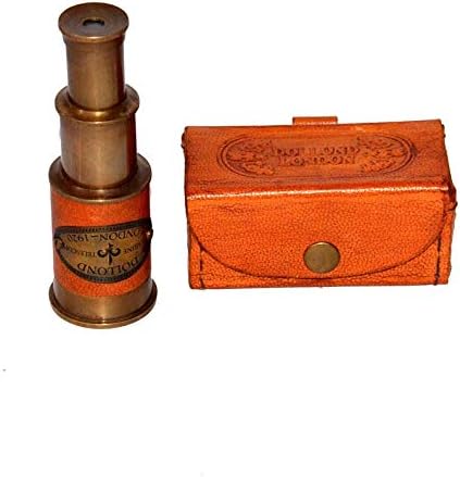 Vintage Brass Maritime Marine Telescope 4" dollond London Spyglass with Leather case Gift