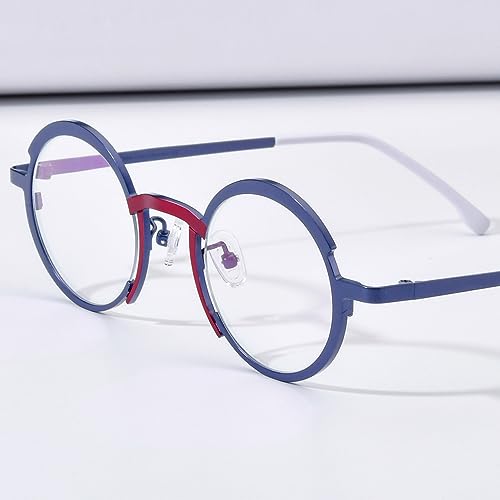 Image of FONEX Colorful Pure Titanium Glasses Frame Women Retro Round Eyeglasses