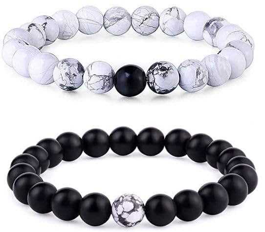 HonbonValentine Gift Beaded Bracelets for Women Long Distance Relationships Bracelets Set of 2 Couples Gift bestfriends two matching bracelet Couple Bracelet for Lovers Pair