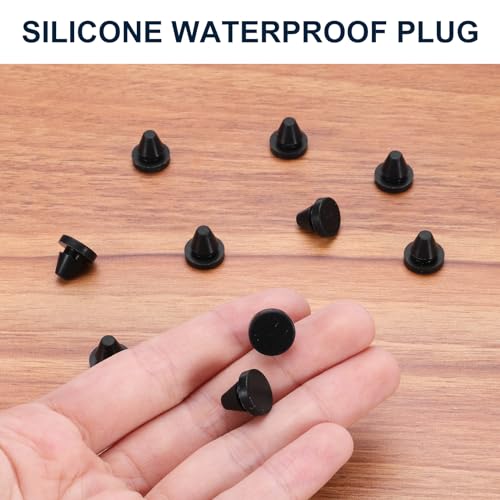 Image of uxcell 10pcs Hole Plug 5 /16 Inch (6mm) Button Plugs Fit for 6mm Hole, Snap in Locking Hole Tube Plug Silicone Tube Waterproof Plug Tube Plug, Black