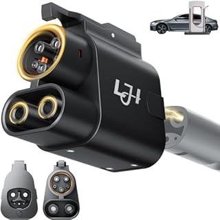 LJH Tesla NACS to CCS1 Adapter for Supercharger V1-V4 DC Fast Charging 500A 1000V 250kW-Compatible with Ford EVs, GM, Rivian R1T/R1S, Hyundai, Kia, Volvo - All-Weather IP54 with Interlock EV Charger