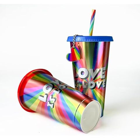 Yvvpiupu 24 oz Rainbow Laser Cups Set Cover