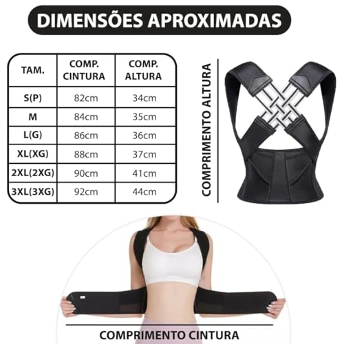 Colete Corretor Postural Ortopédico Unisexo Coluna Cervical Alinha Postura - Premium