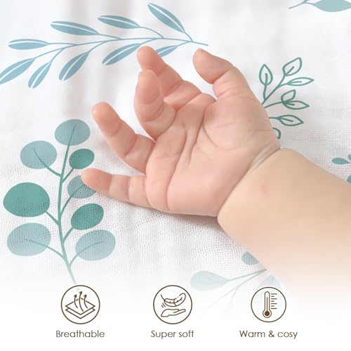 Image of Baby Blankets for Boys Girls, Soft Nursery Minky Blankets with Muslin and Dotted Fleece Back 30x40 inches, Receiving Bed Quilt for Newborn, Infants, Toddlers (Leaf)