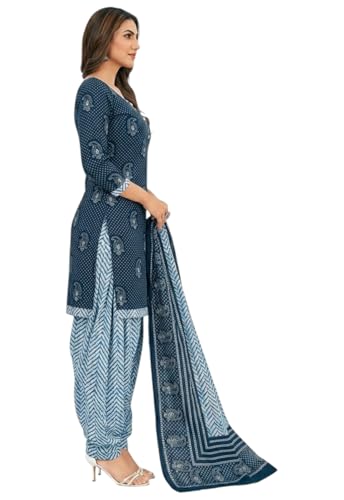 Matériaux de robe en crêpe sans couture femme costume salwar bleu