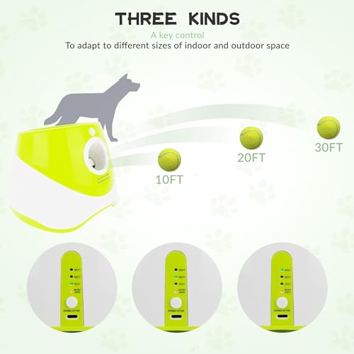 ENTROY Automatic Ball Launcher,Dog Toy Ball Thrower,Interactive Dog Ball Thrower,Adjustable Distance 10-30ft Ball Thrower Dog Fetch Machine with 6 2 inch Tennis Balls for Small and Medium Dogs