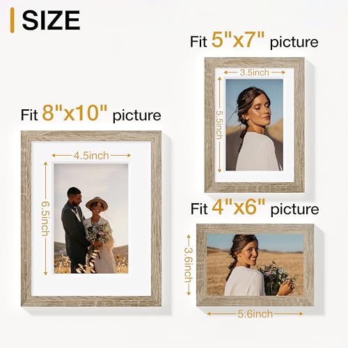 Image of Vittanly Picture Frames Set of 10, Picture Frames Collage Wall Decor with Two 8x10, Four 5x7, and Four 4x6 Photo Frames, Gallery Wall Frame Set for Wall or Tabletop Display, Light Wood