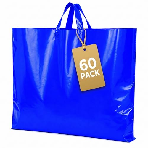 Sacs à provisions en plastique à poignées bretelles extensibles et fond plat stable