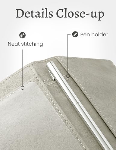 Image of Yarnic Checkbook Cover for Personal Checkbook, Checkbook Holder with Pen Holder & Built-in Clear Plastic Divider for Duplicate Checks (Grey)