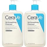 CeraVe SA Smoothing Cleanser Duo Pack – With Salicylic Acid, Hyaluronic Acid & Ceramides – Exfoliating Face & Body Wash for Dry, Rough & Bumpy Skin 473ml x 2