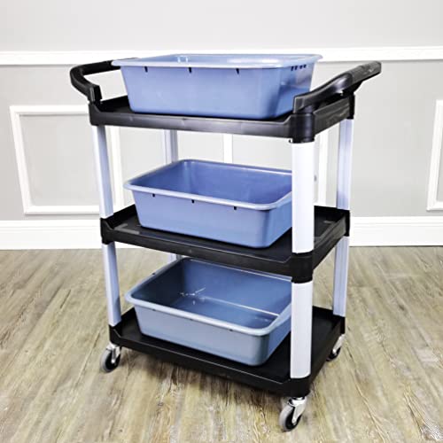 Fixturedisplays Foodservice Cart 330Lbs Capaticy 3 Shelf Utility Cart Push Transfer Storage Tray Mobile Tool Bus Printer Cart 33 X 17 X 38" Outside Dimmensions 26X17 Shelf Size 18002 #TOP2