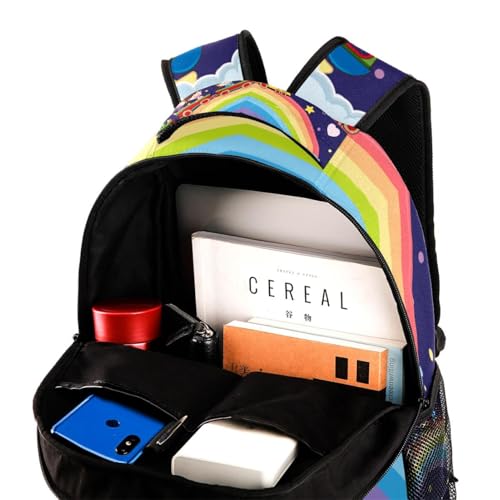 Sac à dos d'école multicolore avec grand compartiment ergonomique