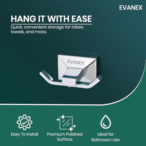 Image of EVANEX Rob Hook, 304 Grade Stainless Steel, Wall Towel Hooks Coat Hook, Chrome Robe Hook, Door Hanger Towel Robe, Clothes Cabinet Closet Sponges Hook for Bathroom & Kitchen (Vento)