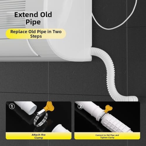 Kondensatschlauch für Klimaanlage, UV- beständig, Abflussrohr für geteilte Einheiten, tragbare AC- Luftentfeuchter, Wärmepumpen, flexibler PVC- Schlauch, weiß, 16 mm Innendurchmesser, mit Kl-4