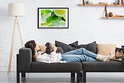 Cadre photo affiche 60x40 tableau moderne citron vert avec glace Tulup MDF