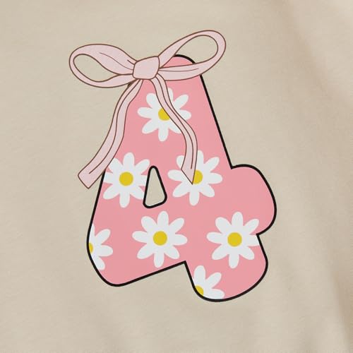 YOKJZJD Toddler Baby Girl 1st 2nd 3rd 4th 5th Birthday Outfit Bow Floral Sweatshirt Long Sleeve T-Shirt Tops Fall Clothes4