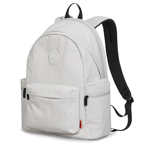 mixi Outdoor Lightweight Backpack Casual Carry On Laptop Backpack Travel Bookbag for Women Men, Water Resistant Durable Small Hiking Bag for Camping Weekender Sports College Work, 15 Inch, Light Gray