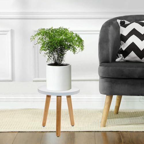Image of WOOYNEX WOODEN Multifunctional Plant Stand - Modern Home Decor, Wood Planter Holder for Flower Pots, For Living Room Bedroom Balcony Indoor and Outdoor - Kids Stool (Whit A)