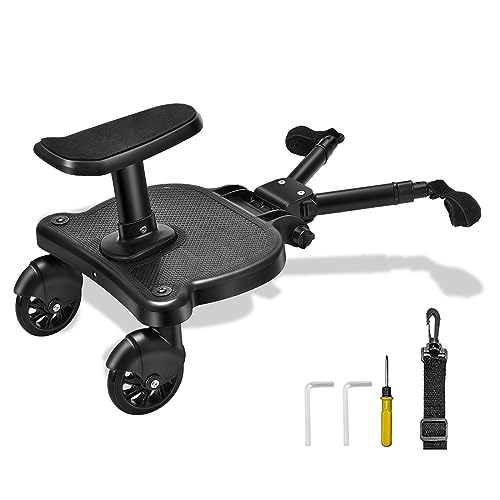 Image of CozyGoo Universal Stroller Board, Buggy Board with Detachable Seat, 2in1 Sit and Stand Stroller Board, Stroller Board Attachment for Toddler, Holds Children Up to 55lbs, Suitable for Most Strollers