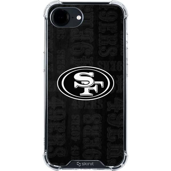 Skinit Clear Phone Case Compatible with iPhone 16e - Officially Licensed NFL San Franciso 49ers Black & White Design