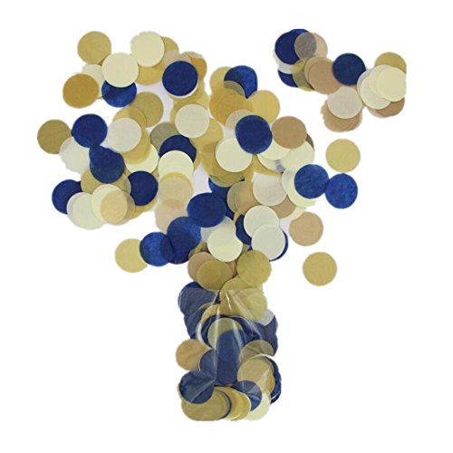 Mybbshower Navy Gold Paper Circle Wedding Confetti for Bridal Shower Engagement Decoration Table
