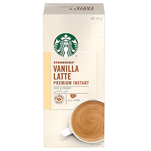 Image of Starbucks Ground, Jar Premium Instant Coffee, Vanilla Latte, Medium, 0.76 Oz21.5 G, 5 Pack