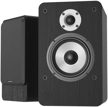 LONPOO Passive Regal-Lautsprecher Paar,100W RMS HiFi Lautsprechers 2-Wege | mit 4-Zoll-Aluminiumkonus-Tieftöner und 1-Zoll Seiden-Hochtonkalotte, 4-8 Ohm (LP-42MX)
