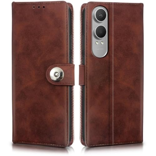 Image of Leather Flip Case Cover Compatible with for OnePlus Nord CE 4 Lite 5G |Designer Button| Hand-Stitched Leather Finish| Lightweight| Inbuilt Card Pockets Wallet & Stand|(Coffee)