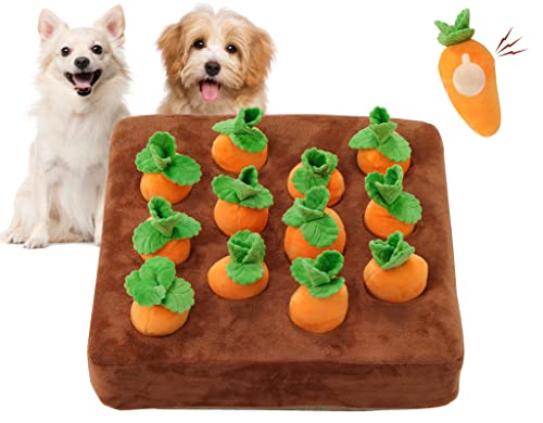 Interactive Dog Toyssqueak Carrot Snuffle Mat for Dogs Plush Puzzle Toys 2 in 1 Nonslip Nosework Feed Games for Pet Stress Relief with 12 Carrots  Cucciolini Doodles Interactive dog toyssqueak carrot snuffle mat for dogs plush puzzle toys 2 in 1 non slip nosework feed games for pet stress relief with 12 carrots   cucciolini doodles