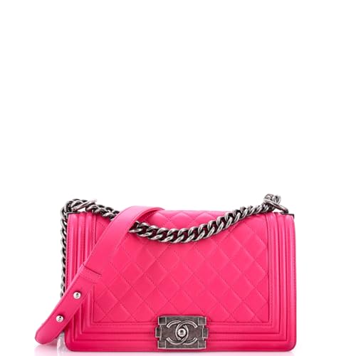Pre-Loved Boy Flap Bag Quilted Lambskin Old Medium, Pink