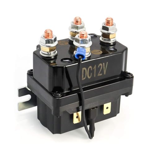 QWORK Solenoid Relay, 12V 250A Winch Relay Solenoid Replacement Contactor for 3000-5000lbs…