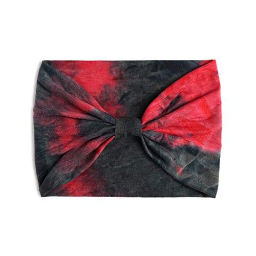 Image of XFYT Stylish Tie-Dye Sports Chic Hair Bands | Super Soft Stretch Microfibre high Sweat absorbtion Head Band for Women Girls Yoga Exercise Fitness Gym (Cherry Black)